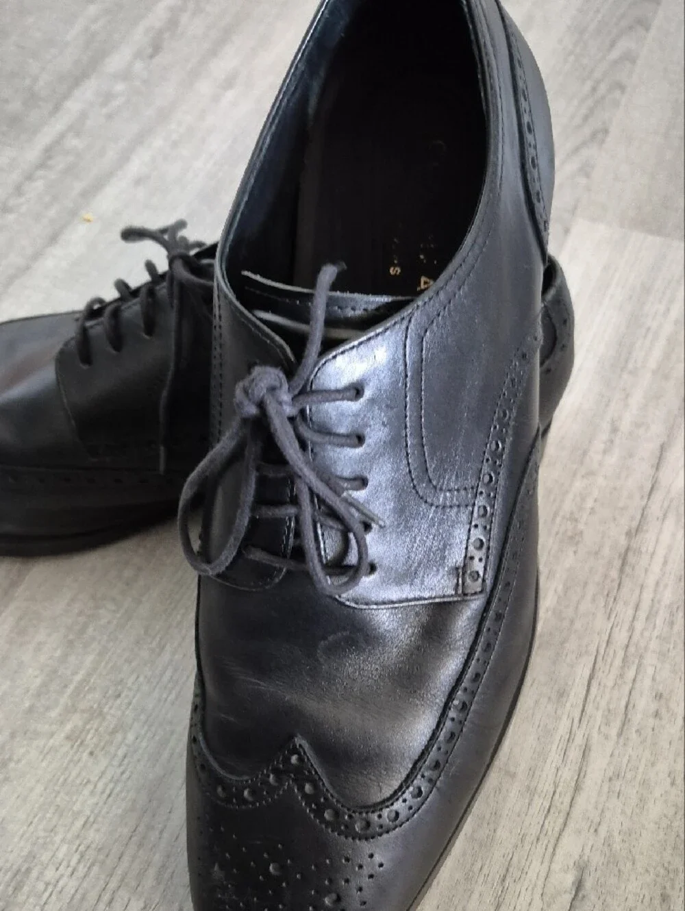 Cole Haan Black Leather Wingtip Oxford Shoes
